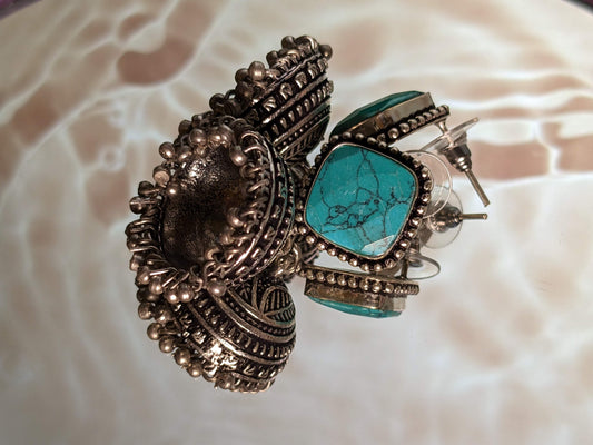 Square Precious Stone Jhumkas