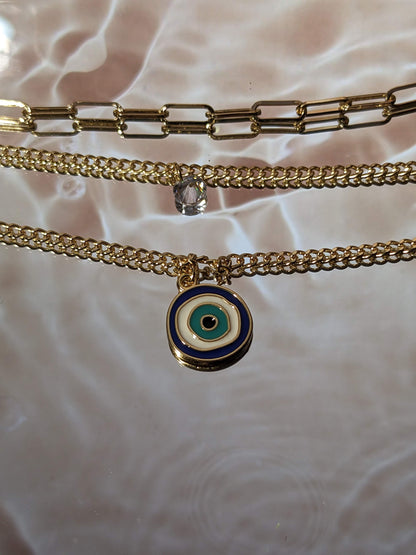 Evil Eye Tri Necklace