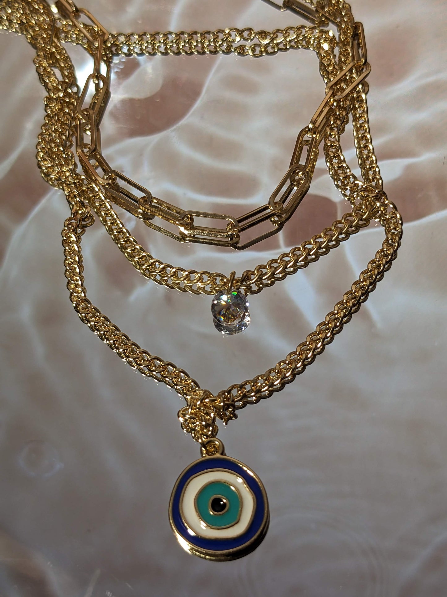 Evil Eye Tri Necklace