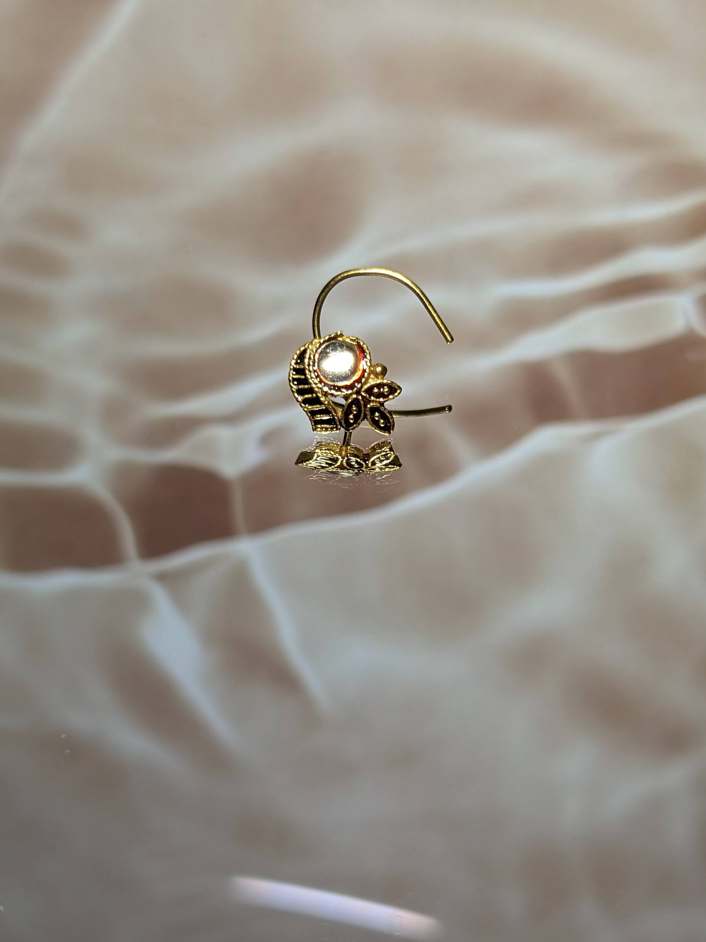 Gold Nose Ring Wire Leaf