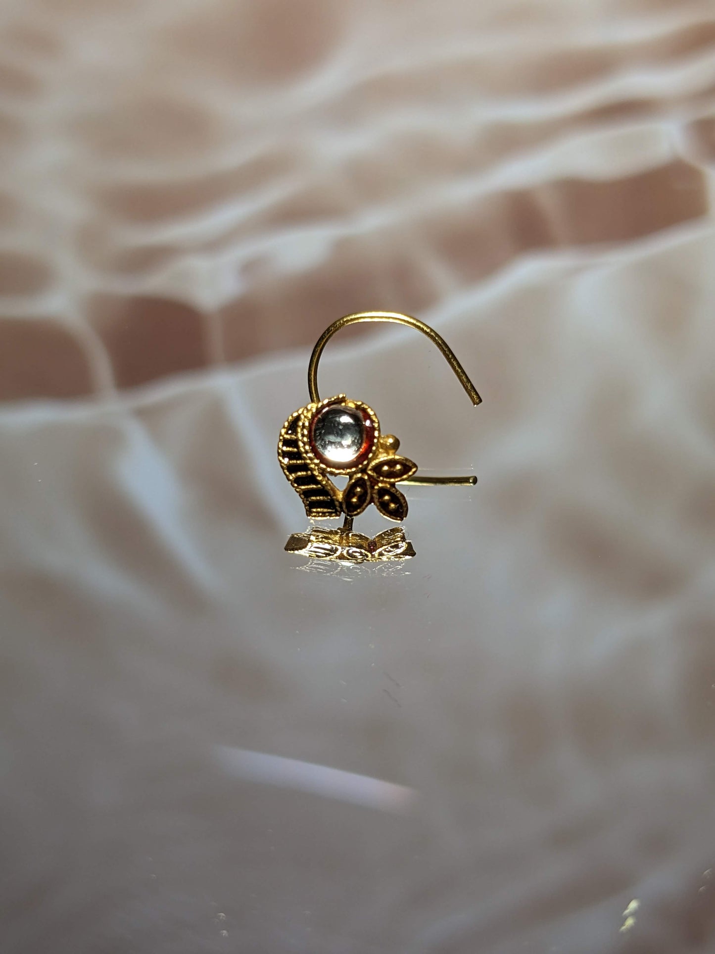 Gold Nose Ring Wire Leaf