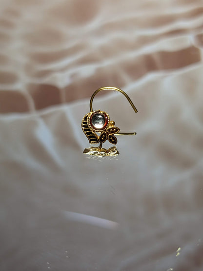 Gold Nose Ring Wire Leaf