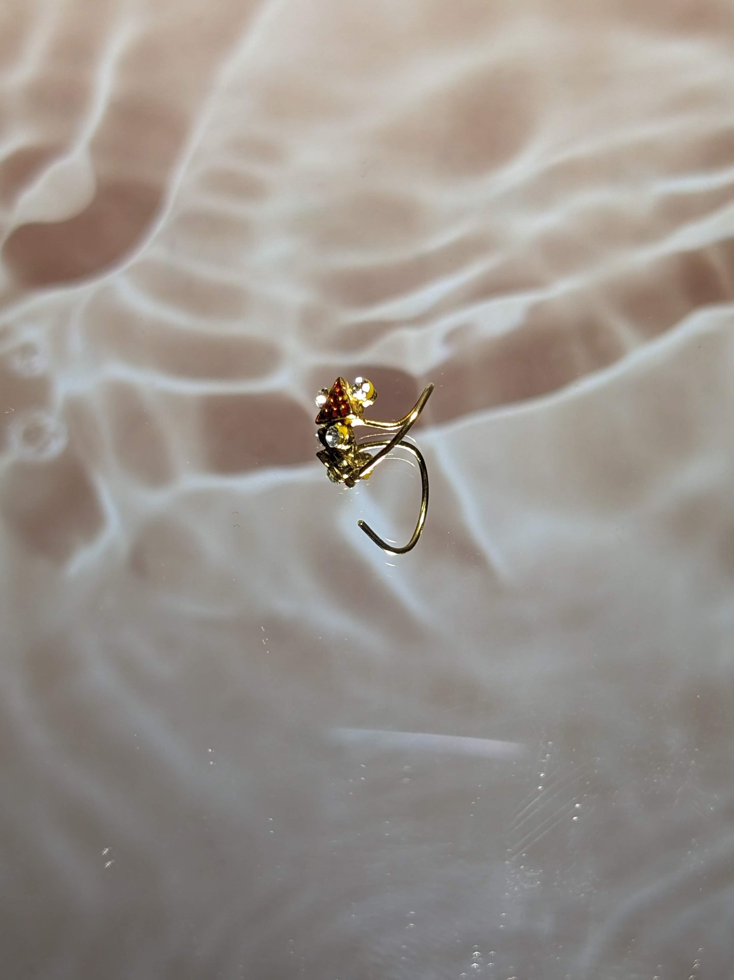 Gold Nose Ring Wire Triangle Red