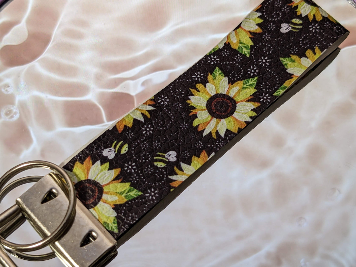 Sunflower and Bee Keychain