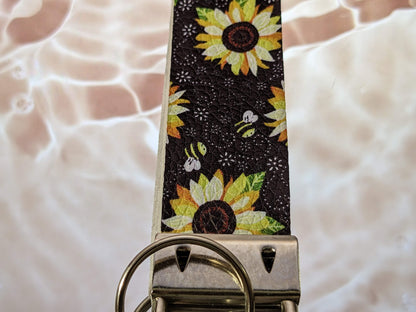 Sunflower and Bee Keychain