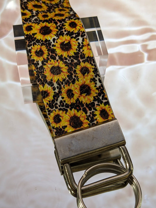 Sunflower and Leopard Keychain