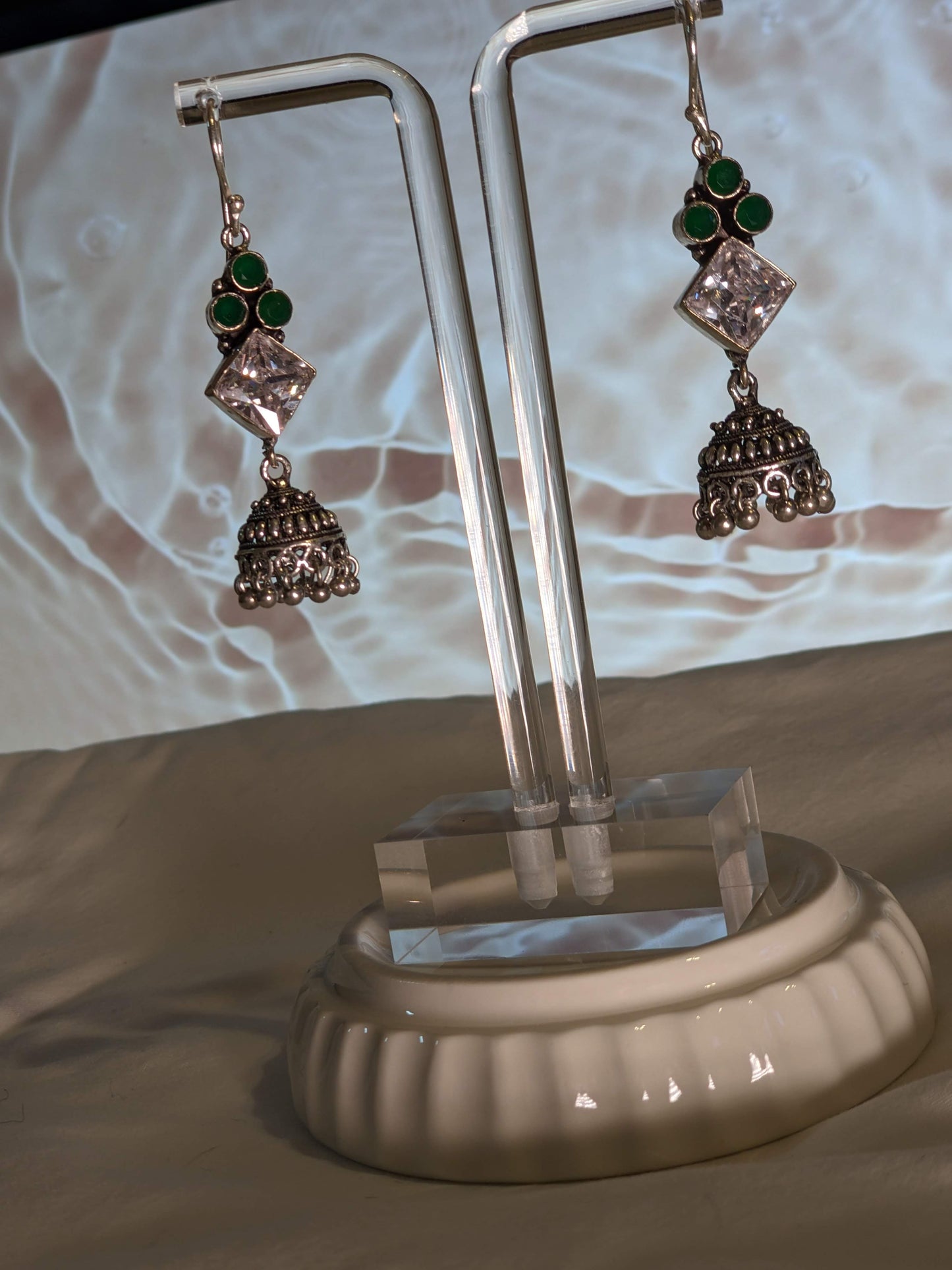 Precious Stone Dangle Earrings