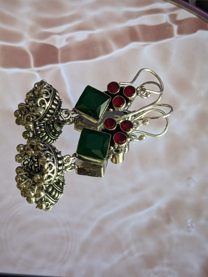 Precious Stone Dangle Earrings