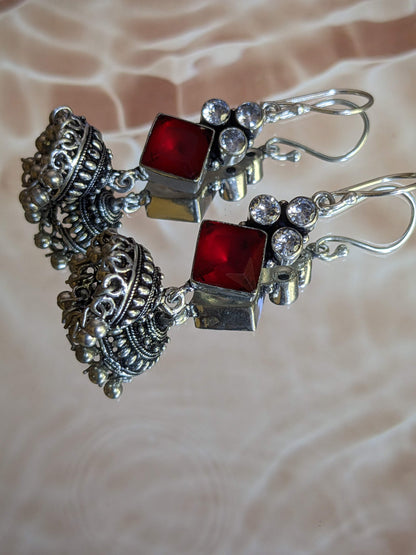 Precious Stone Dangle Earrings