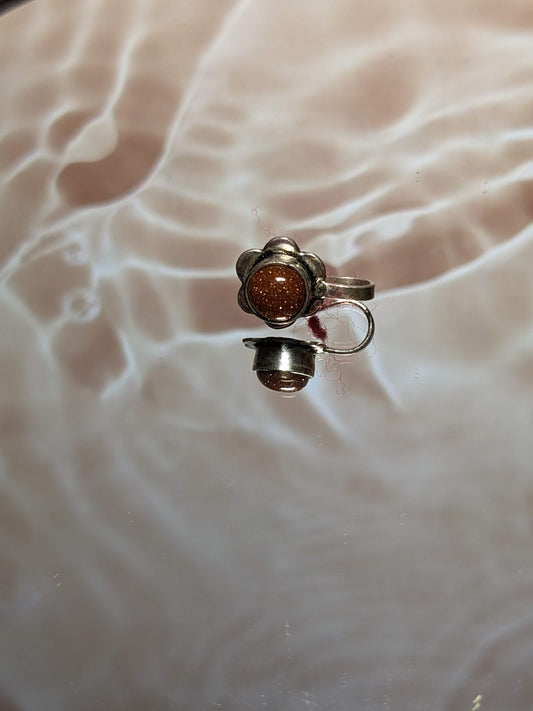 Silver Nose Cuff Sandstone Flower